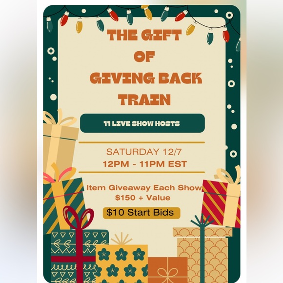 Tops - The Gift of Giving Back Train 🎁 ~ Sat 12/7 $150 &up in Giveaways (per show) $2K